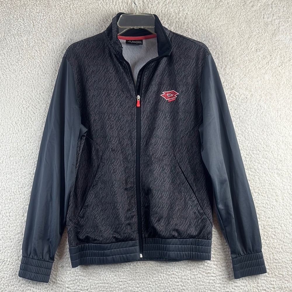 Lotto Italian Sport Design Mens Gray Black Full Zip Track Jacket S SMALL